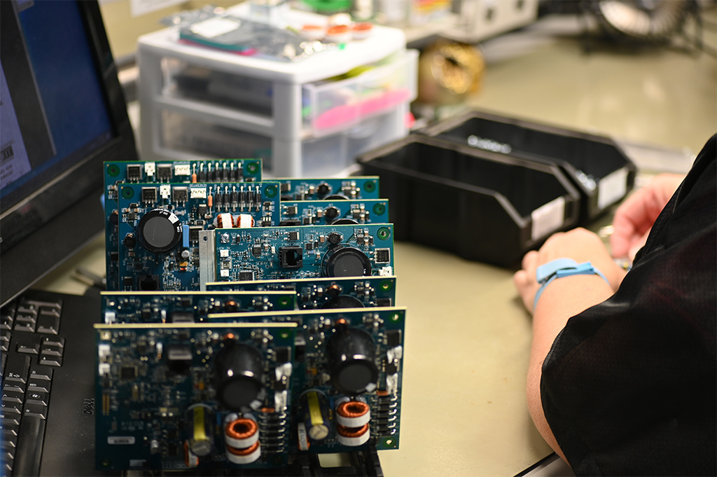 circuit boards on racks