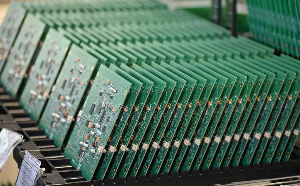 PCB rows of circuit cards